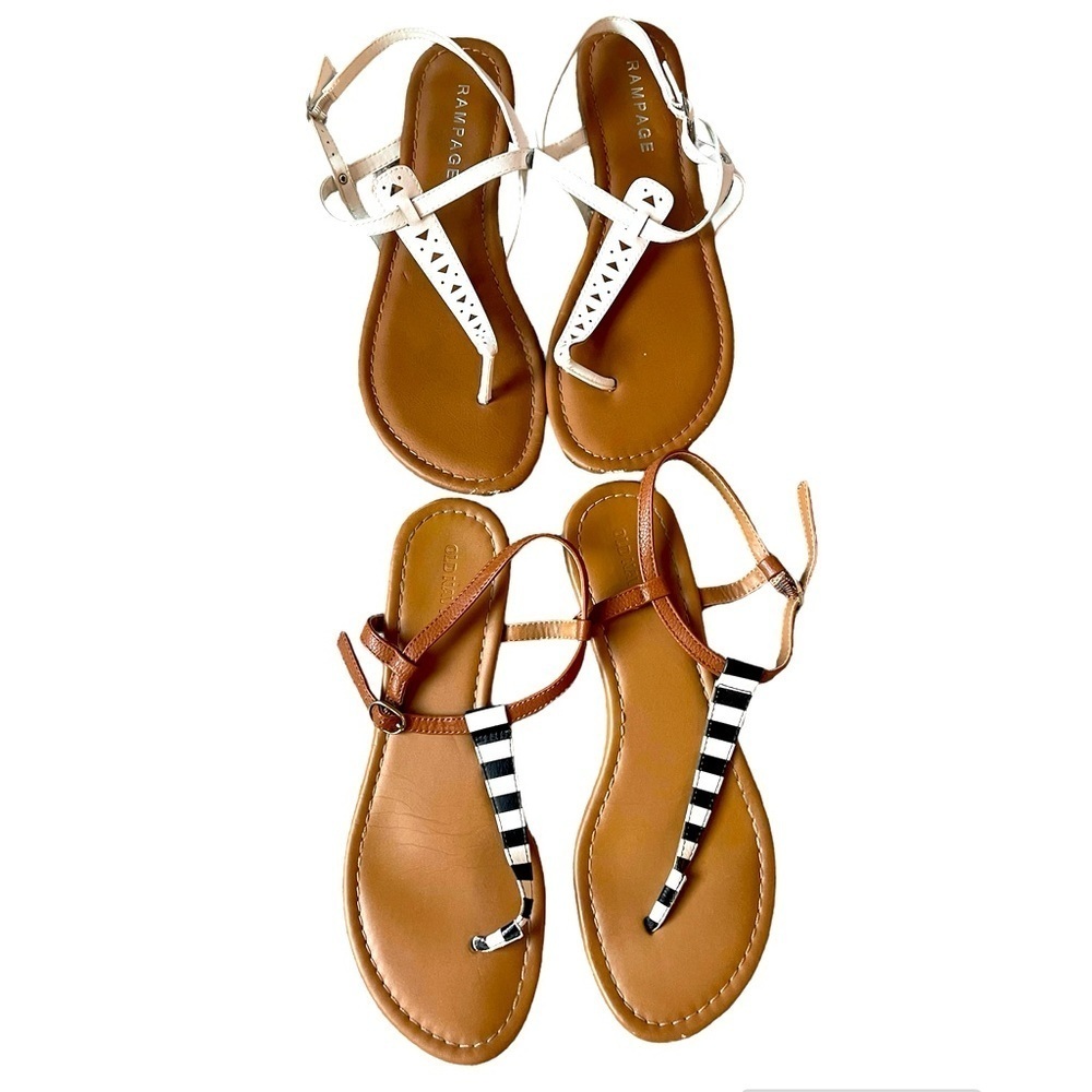 Womens Old Navy thong sandals black and white stripe size ten